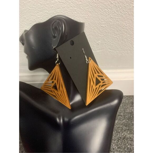 Wooden Statement Earrings  - Picture 1 of 1